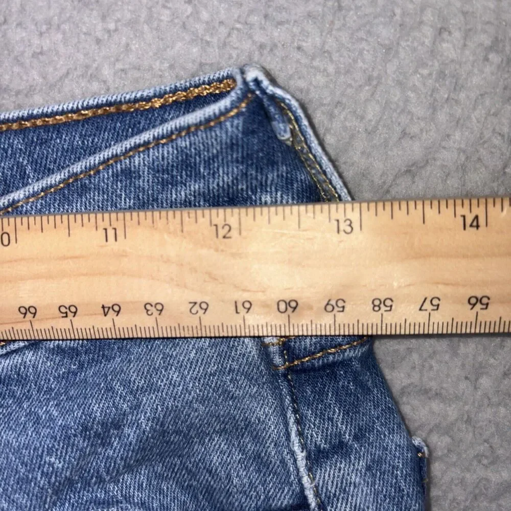Levis 501 S Skinny XX Premium Big E Jeans Button Fly Women 25x28 Blue Frayed